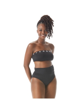 Coco Reef Charmer Bra Sized Bandeau Underwire Bikini Top - Classic Solids-006 CAST-BLACK